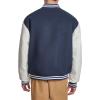 Champion mens Letterman Varsity Bomber Jacket With Quilted Lining & Embroidered Sleeves(Navy/White)