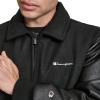 Champion mens Letterman Varsity Bomber Zipper Closure Jacket With Faux Leather Sleeves(Black)