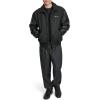Champion mens Letterman Varsity Bomber Zipper Closure Jacket With Faux Leather Sleeves(Black)