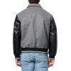 Champion mens Letterman Varsity Bomber Zipper Closure Jacket With Faux Leather Sleeves(Heather Grey / Black)