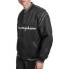 Champion mens Satin Varsity Bomber Jacket With Logo(Black)