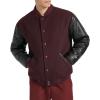Champion mens Letterman Varsity Bomber Jacket With Faux Leather Sleeves(Burgundy/Black)