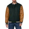 Champion mens Letterman Varsity Bomber Jacket With Faux Leather Sleeves(Rainforest / Tobacco)