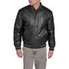 Champion mens Letterman Varsity Bomber Jacket With Patches(Black Faux Leather)