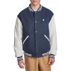 Champion mens Letterman Varsity Bomber Jacket With Quilted Lining & Embroidered Sleeves(Navy/White)