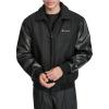 Champion mens Letterman Varsity Bomber Zipper Closure Jacket With Faux Leather Sleeves(Black)