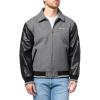 Champion mens Letterman Varsity Bomber Zipper Closure Jacket With Faux Leather Sleeves(Heather Grey / Black)