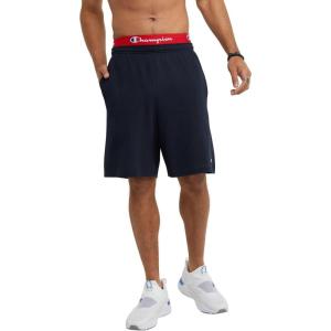 Champion Mens 9″ Lounge Shorts, Standard Fit, Lightweight, Available in Regular and Big & Tall(Navy – C Patch Logo)