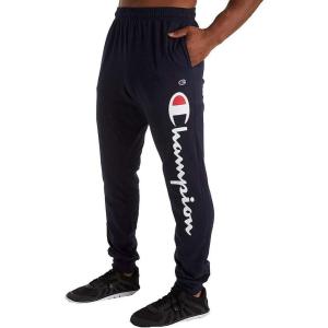 Champion Men’s Joggers, Everyday Cotton, Lightweight Lounge Knit Pants for Men, 31″(Navy Vertical Script)