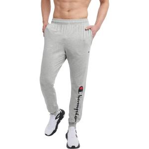 Champion Men’s Joggers, Everyday Cotton, Lightweight Lounge Knit Pants for Men, 31″(Oxford Gray – Classic Script Logo)