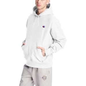 Champion Men’s Reverse Weave Fleece Pullover Hoodie for Men (Reg. Or Big & Tall)(White – C Logo)