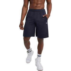 Champion Men’s Shorts, Fleece, Midweight Shorts, Athletic Shorts With Pockets (Reg. Or Big & Tall)(Navy – C Patch Logo)