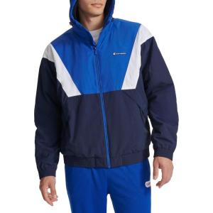 Champion mens Color Block Lined Windbreaker With Hood(Royal Blue Combo)