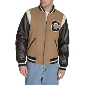 Champion mens Letterman Varsity Bomber Jacket With Patches(Camel/Brown)