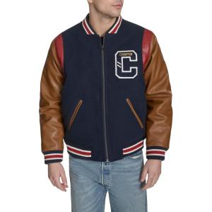 Champion mens Letterman Varsity Bomber Jacket With Patches(Navy/Mustard)