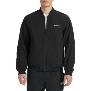 Champion mens Soft Shell Sport Bomber Jacket With Logo(Black)