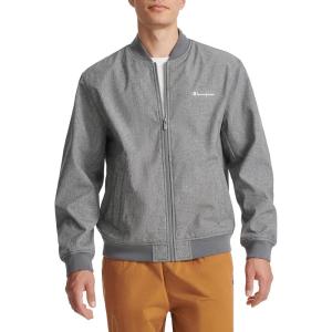 Champion mens Soft Shell Sport Bomber Jacket With Logo(Heather Grey)