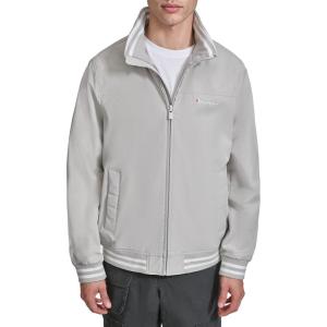 Champion mens Water Resistant Varsity Bomber Jacket With Flex Stand Collar(Oyster)