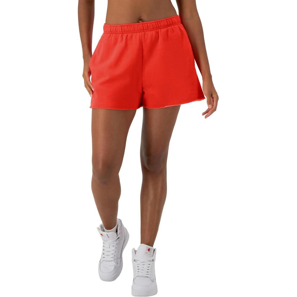 imageChampion Womens Shorts Fleece Comfortable Fleece Shorts for Women 3quotSolar Crimson