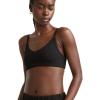 Champion Women’s Soft Touch Ribbed Sports Bra, C Logo(Black)