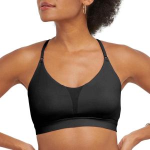 Champion Womens Sports Bra, Soft Touch, Moisture-Wicking Bra, Light Support Sports Bra (Longline Sports Bra Available)(Black)
