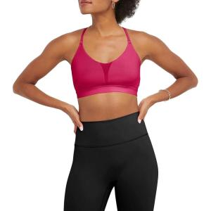Champion Womens Sports Bra, Soft Touch, Moisture-Wicking Bra, Light Support Sports Bra (Longline Sports Bra Available)(Strawberry Rouge)