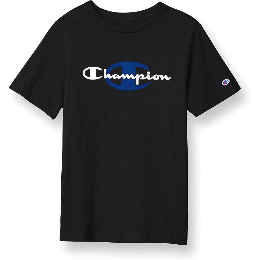 imageChampion Mens Heritage Short Sleeve Tee Mens TShirts Vintage Shirts Mens Tee Shirts GraphicsBlack C  Script Large