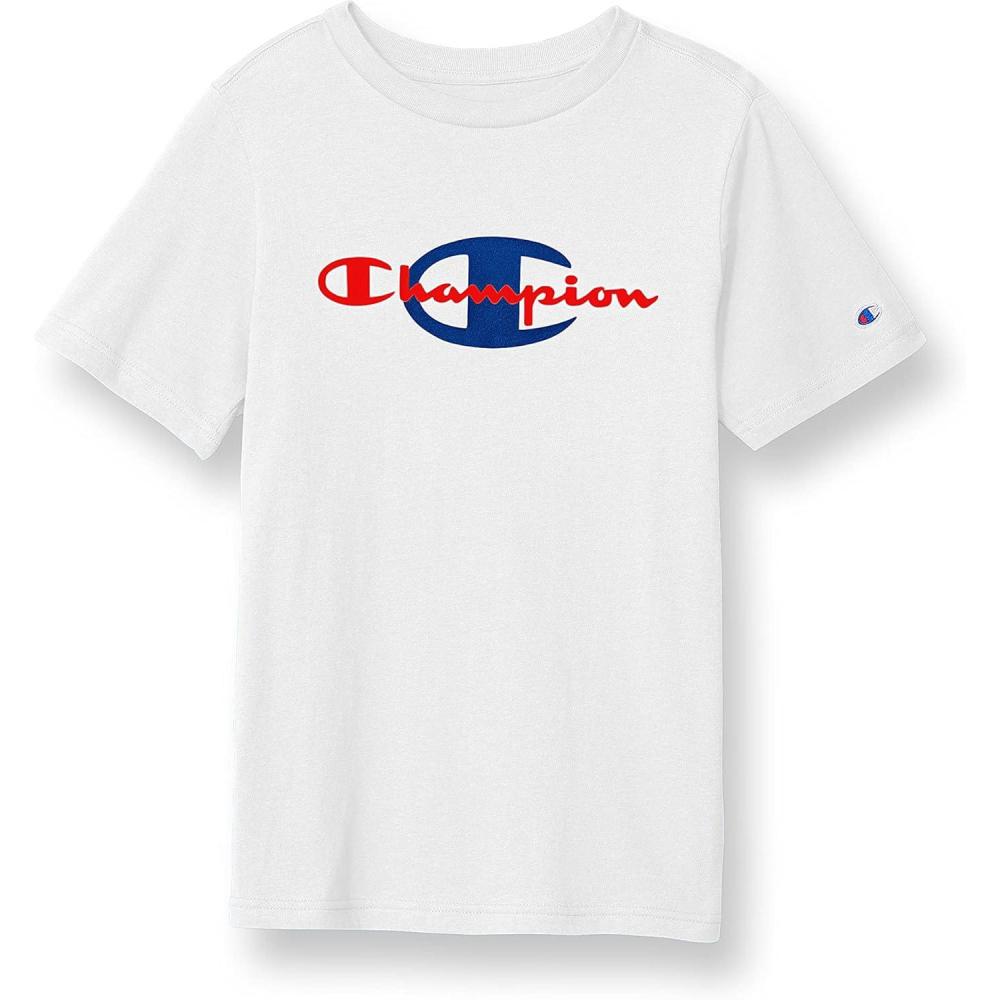 imageChampion Mens Heritage Short Sleeve Tee Mens TShirts Vintage Shirts Mens Tee Shirts GraphicsWhite C  Script Large