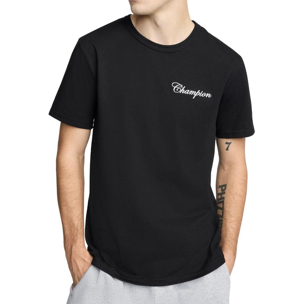 imageChampion Mens Heritage ShortSleeve TShirt Butterfly Script LogoBlack
