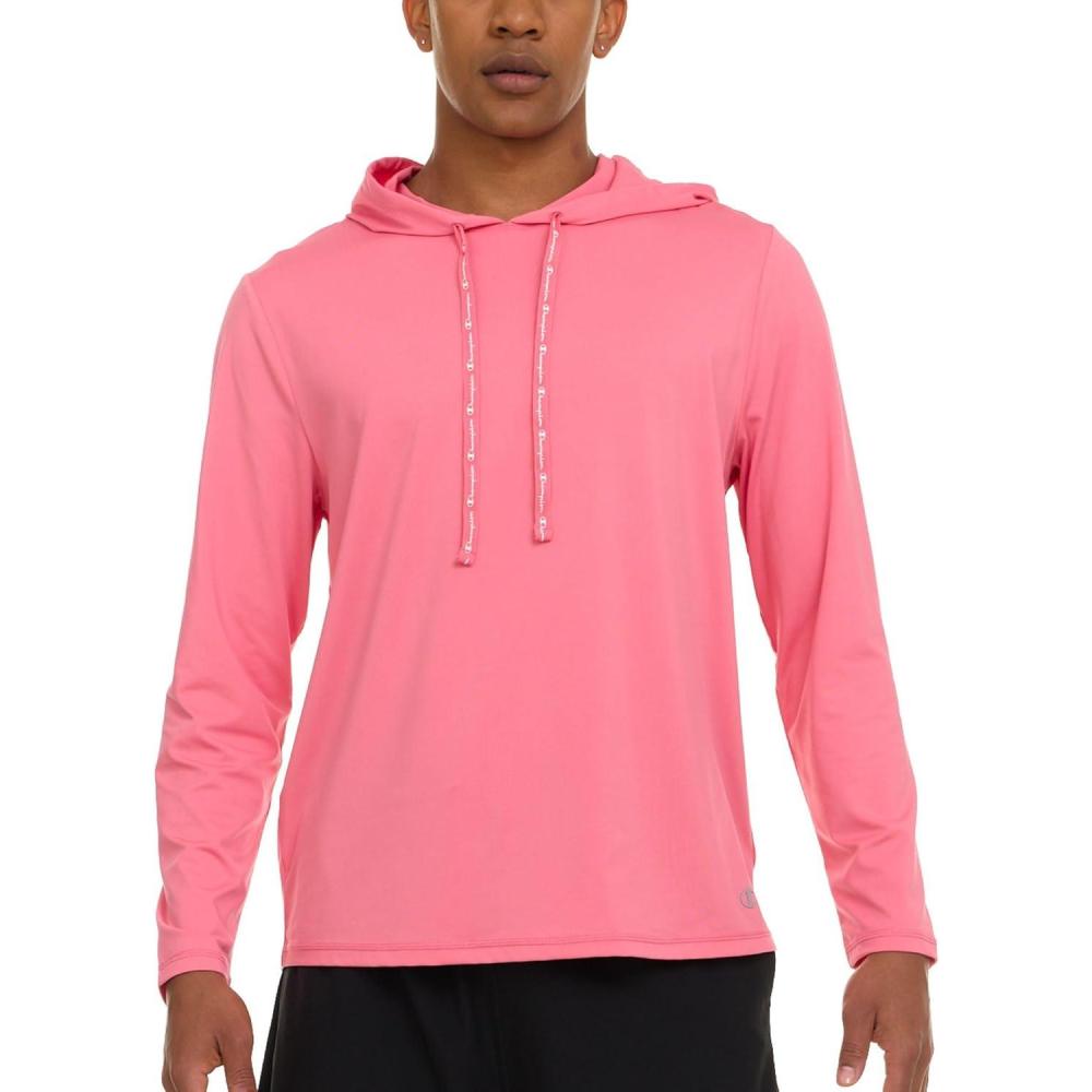 imageChampion Mens Sun Hoodie Long Sleeve UPF 50 Sun Shirts for Men Lightweight UV Protection Rash Guard Fishing Swim ShirtCoral