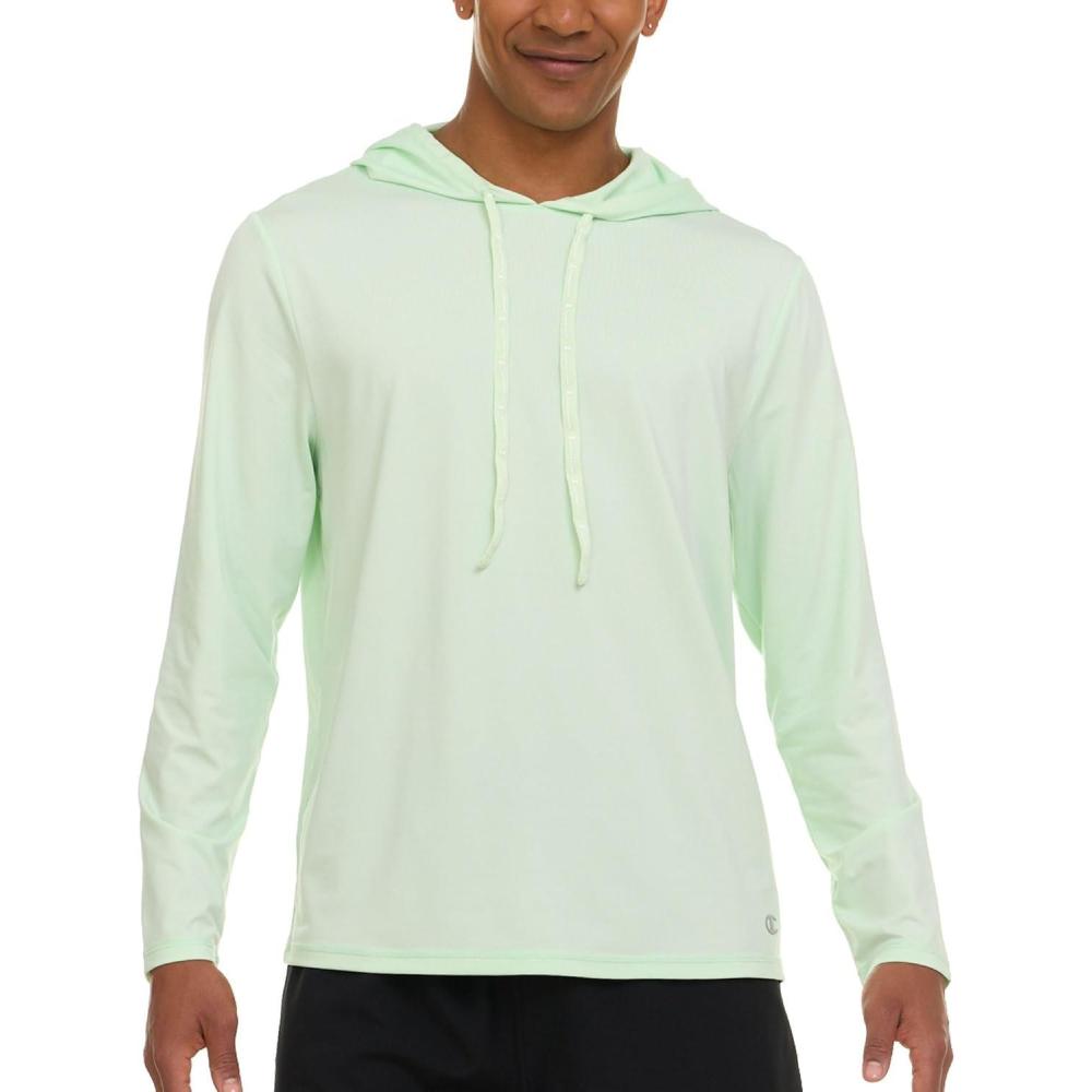 imageChampion Mens Sun Hoodie Long Sleeve UPF 50 Sun Shirts for Men Lightweight UV Protection Rash Guard Fishing Swim ShirtGreen