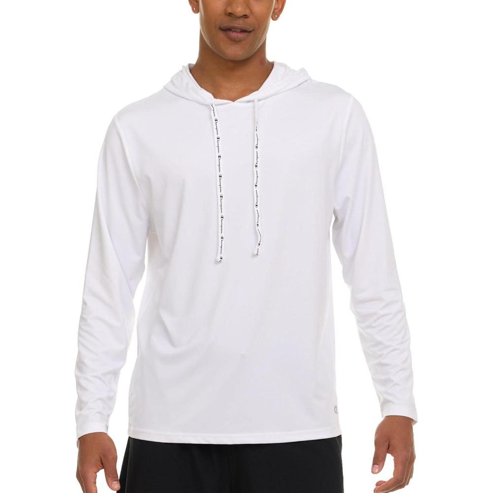 imageChampion Mens Sun Hoodie Long Sleeve UPF 50 Sun Shirts for Men Lightweight UV Protection Rash Guard Fishing Swim ShirtWhite