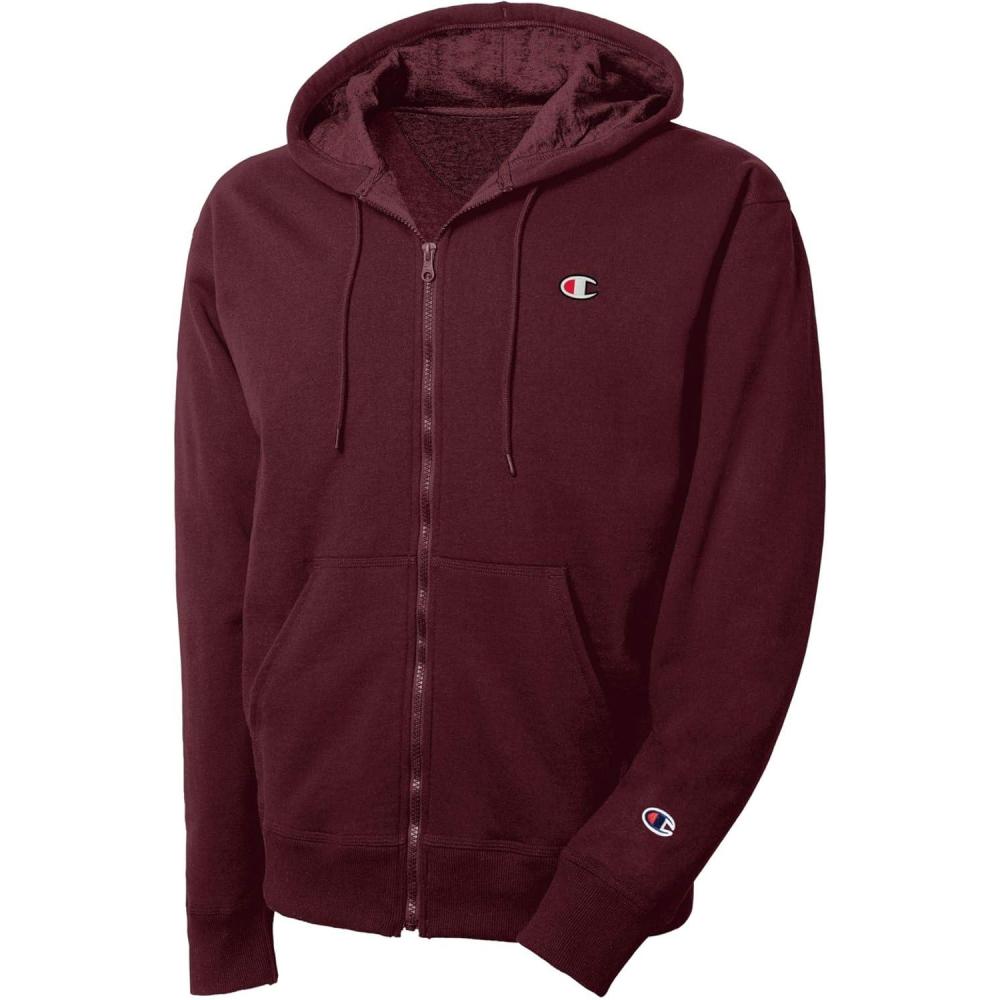 imageChampion Mens Zipup Hoodie Reverse Weave Sweatshirt Fleece Zipup Hoodie for MenTeam Maroon