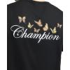 Champion Mens Heritage Short-Sleeve T-Shirt, Butterfly Script Logo(Black)