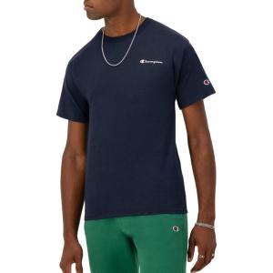 Champion Men’s Heritage Short Sleeve Tee, Men’s T-Shirts, Vintage Shirts, Men’s Tee Shirts, Graphics(Navy Small Script)