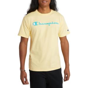 Champion Men’s Heritage Short Sleeve Tee, Men’s T-Shirts, Vintage Shirts, Men’s Tee Shirts, Graphics(Sunbeam Glow Script)