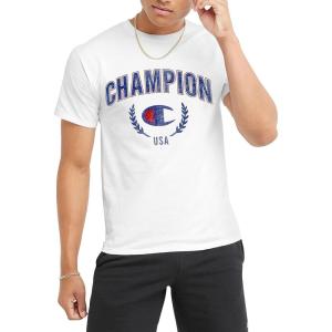 Champion Men’s Heritage Short Sleeve Tee, Men’s T-Shirts, Vintage Shirts, Men’s Tee Shirts, Graphics(White Arch Over C Logo)