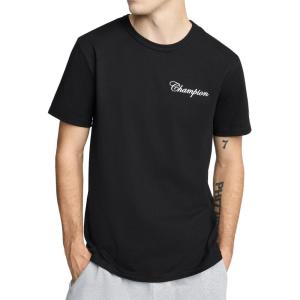 Champion Mens Heritage Short-Sleeve T-Shirt, Butterfly Script Logo(Black)