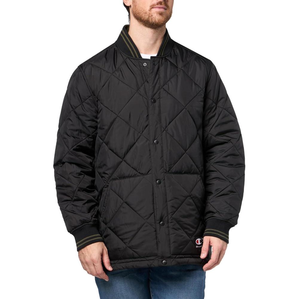 imageChampion Mens Diamond Quilted Reversible Open Bottom JacketBlackOlive