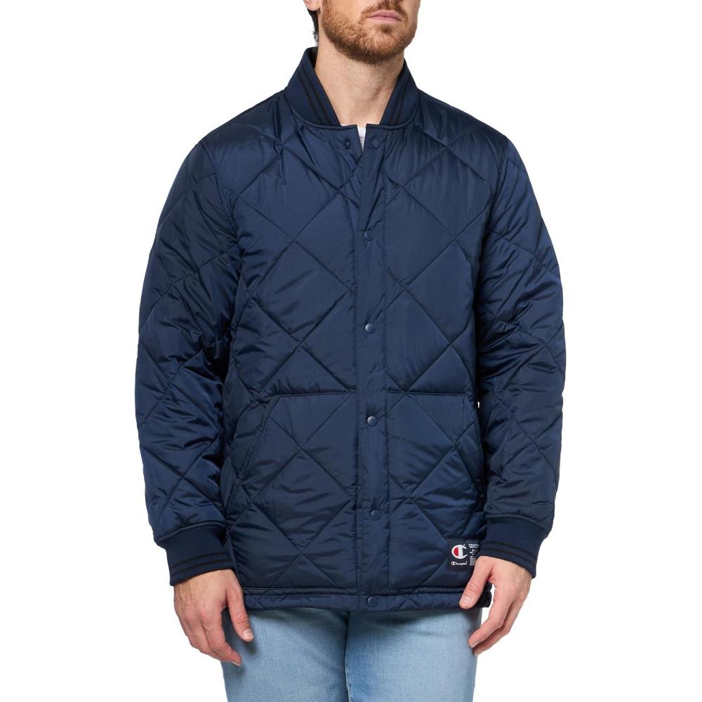 imageChampion Mens Diamond Quilted Reversible Open Bottom JacketNavyBlack
