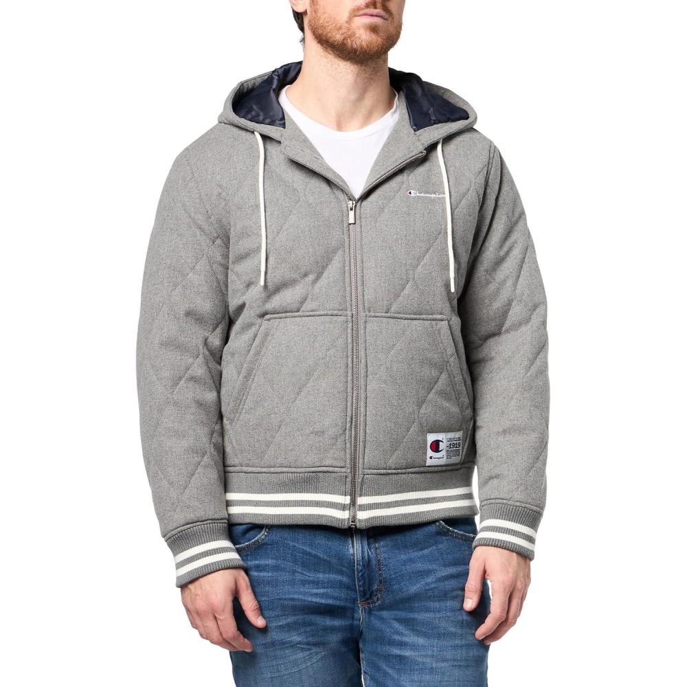 imageChampion mens Diamond Quilted Varsity HoodyHeather Grey