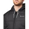 Champion Men’s Reversible Puffer Jacket with Drawstring Hood(Black/Heather Grey)