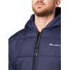 Champion Men’s Reversible Puffer Jacket with Drawstring Hood(Navy/Charcoal)