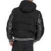 Champion mens Varsity Bomber Puffer Jacket(Black Wool Hoody)