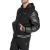 Champion mens Varsity Bomber Puffer Jacket(Black Wool Hoody)