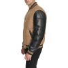 Champion mens Varsity Bomber Puffer Jacket(Camel/Black Faux Leather)