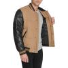 Champion mens Varsity Bomber Puffer Jacket(Camel/Black Faux Leather)