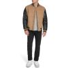 Champion mens Varsity Bomber Puffer Jacket(Camel/Black Faux Leather)