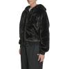 Champion womens Faux Fur Hoody Bomber Jacket(Black)