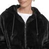Champion womens Faux Fur Hoody Bomber Jacket(Black)